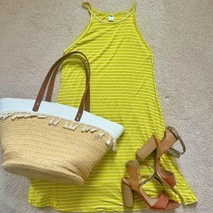 Summer Jersey Knit Striped Swing Dress